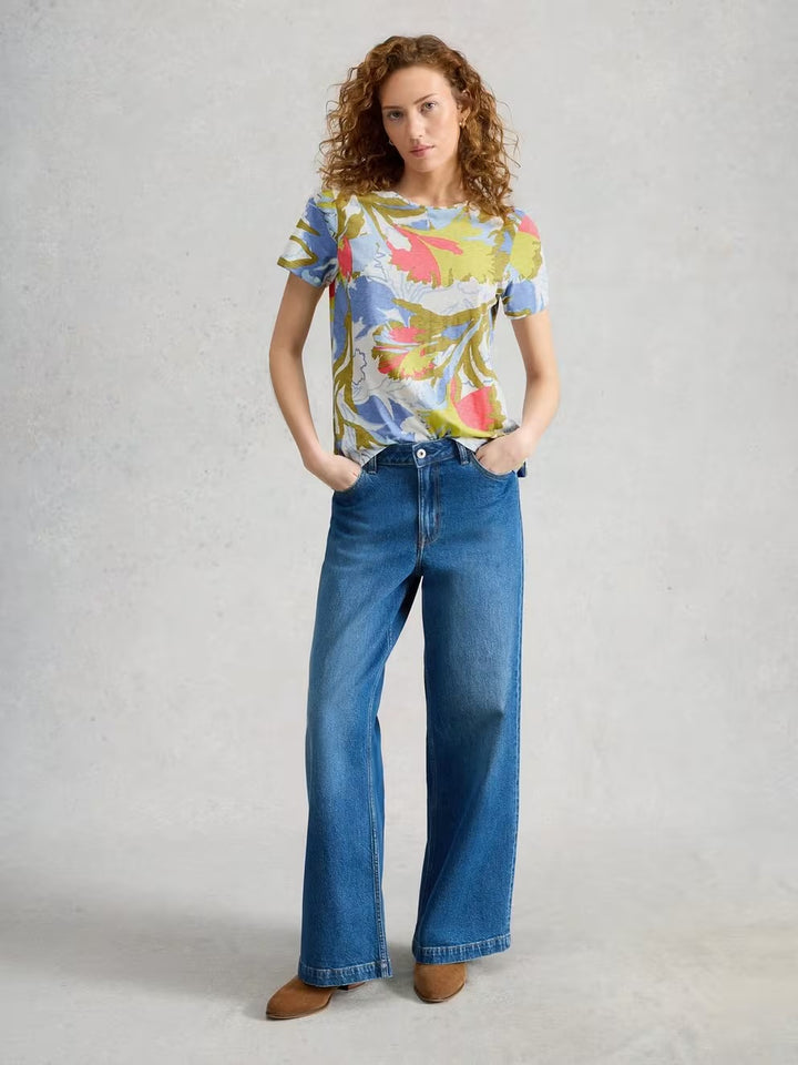 ABBIE CREW NECK PRINT T-SHIRT IVORY MLT