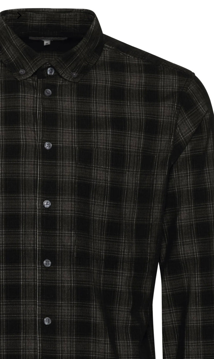 ANTON LS BD CHECKED CORDUROY BLACK