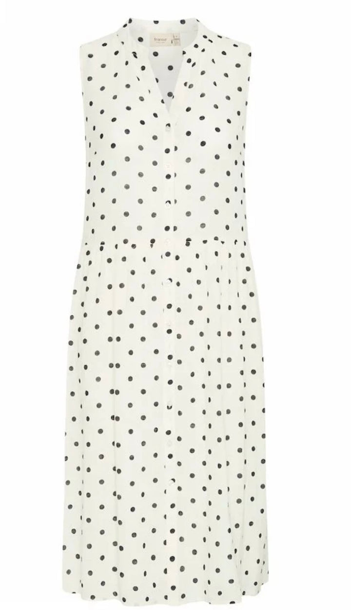 WHISPER WHITE BLACK DOT BOBBI DRESS