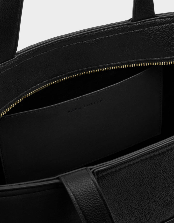 TAYA WOVEN SUEDETTE TOTE BAG | BLACK