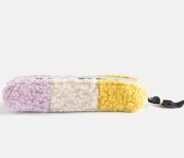 MULTI STRIPE BORG PENCIL CASE