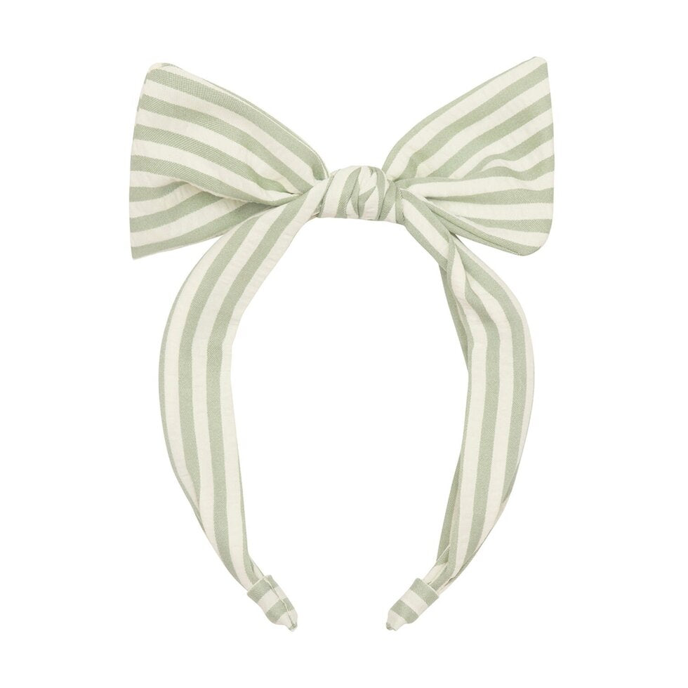 GREEN STRIPY TIE HEADBAND