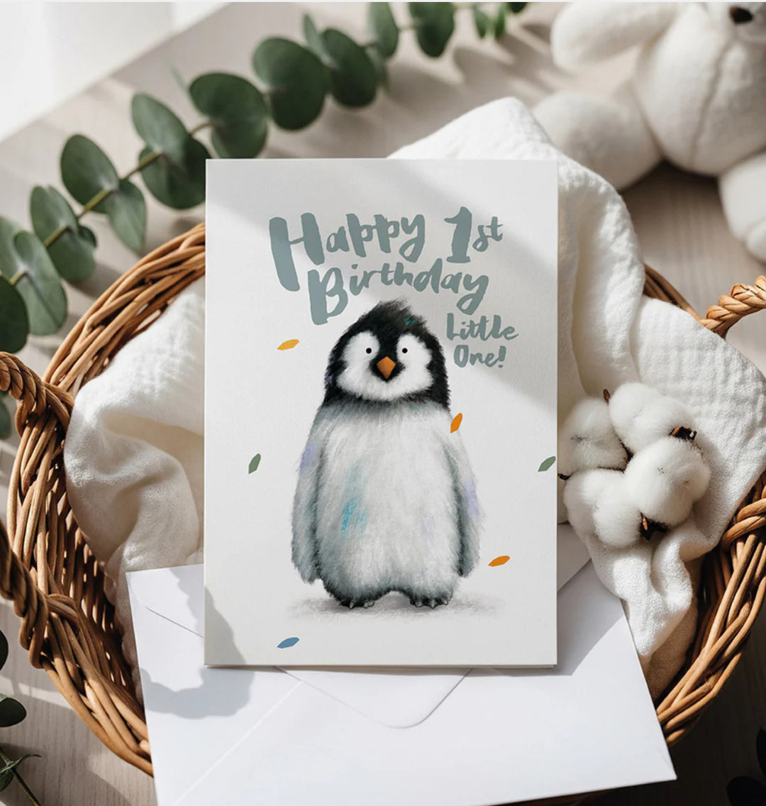 PENGUIN 1ST BIRTHDAY CARD
