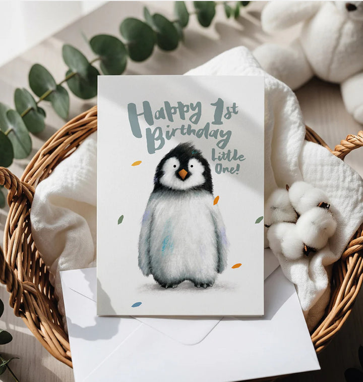 PENGUIN 1ST BIRTHDAY CARD