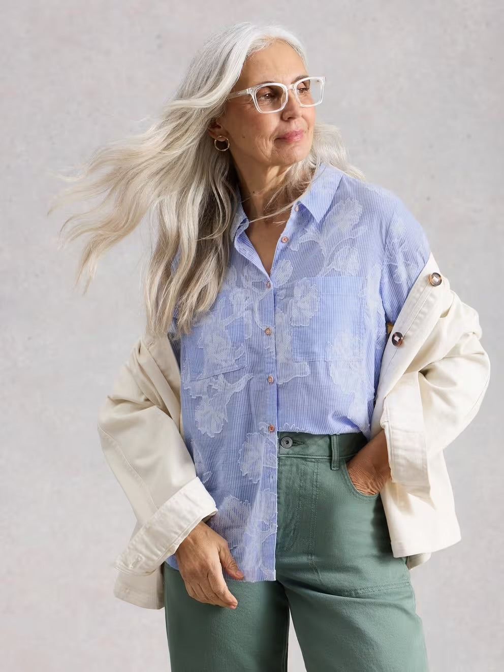 SOPHIE JACQUARD SHIRT BLUE MLT