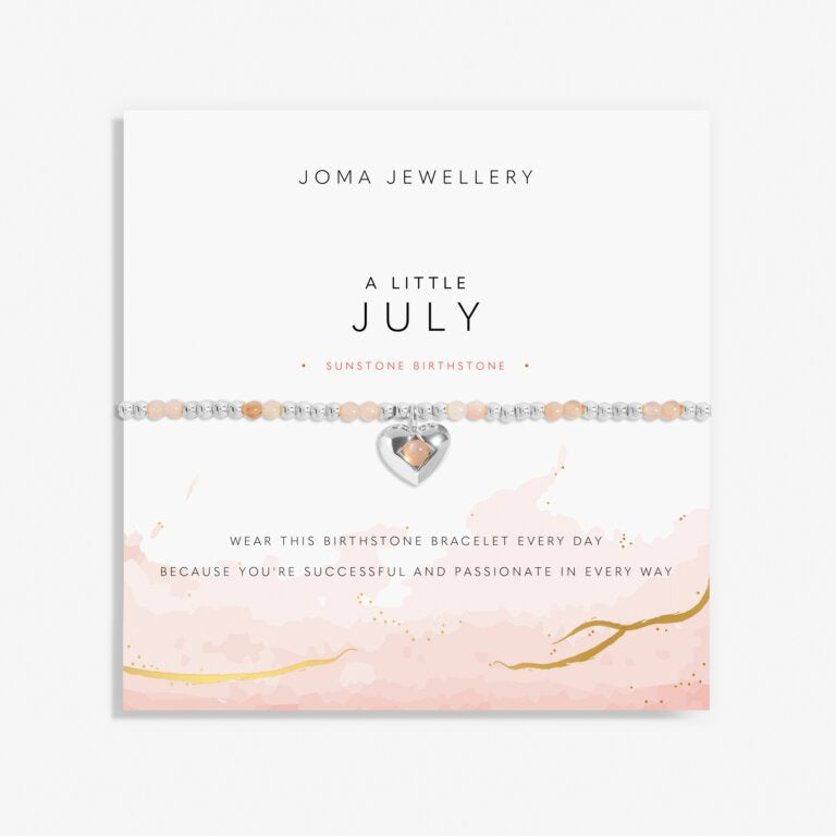 A LITTLE JULY SUNSTONE BIRTHSTONE SILVER PLATED BRACELET