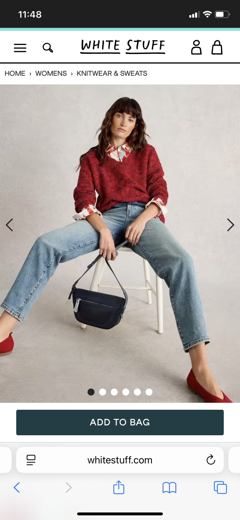 TEXTURE V NECK MID RED JUMPER