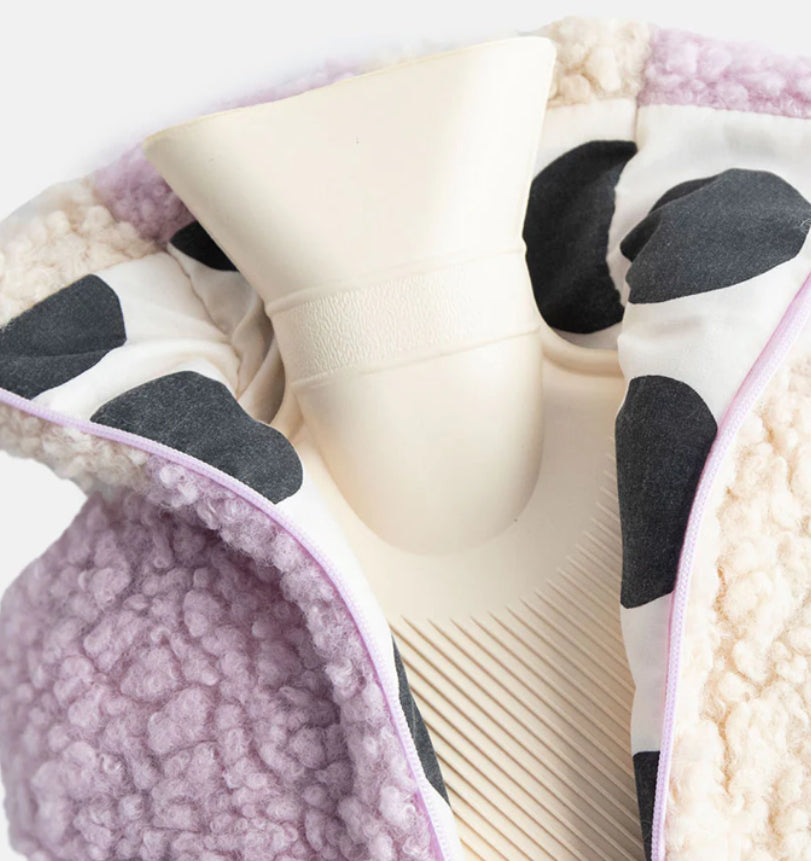 LILAC CREAM CHECK BORG HOT WATER BOTTLE