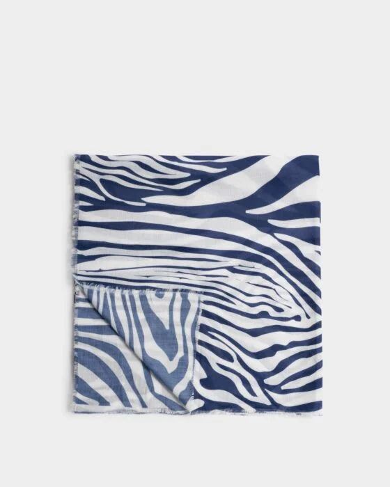 PRINTED SCARF ZEBRA OFF WHITE NAVY