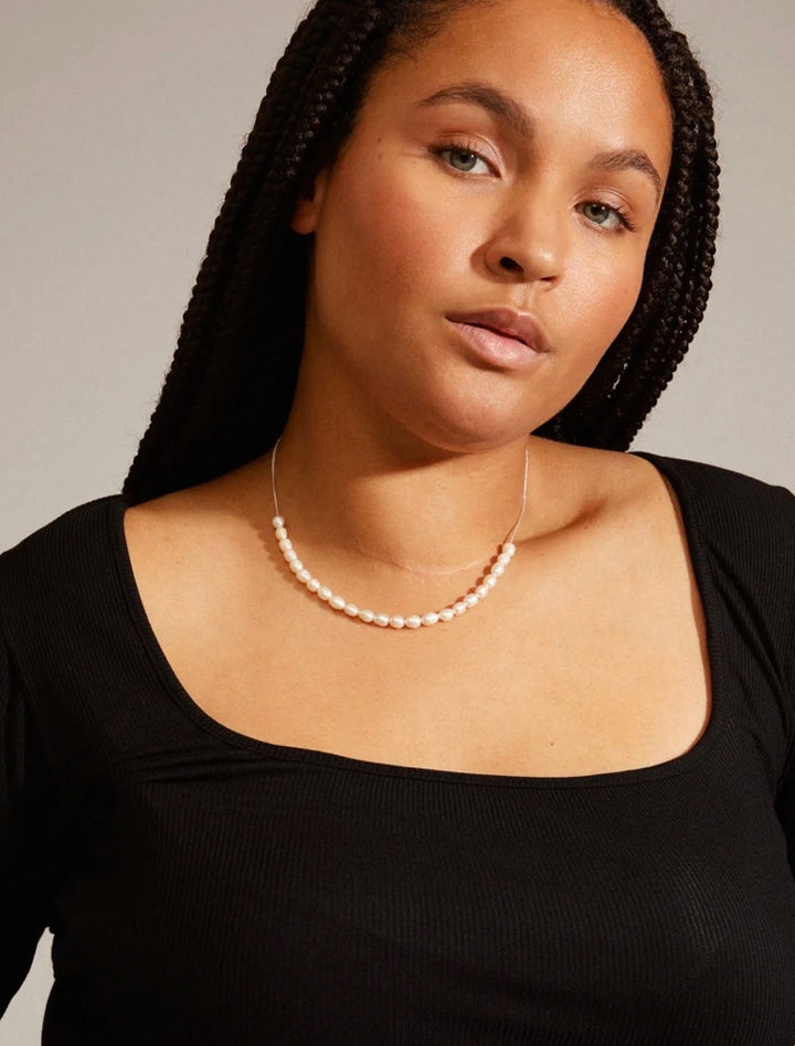 BERTHE SILVER PLATED PEARL NECKLACE