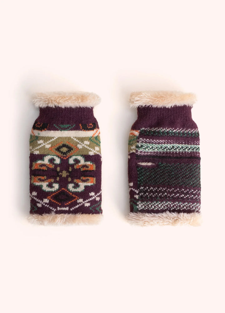Powder ! Scandi Cosy Wrist Warmers in Damson Mix
