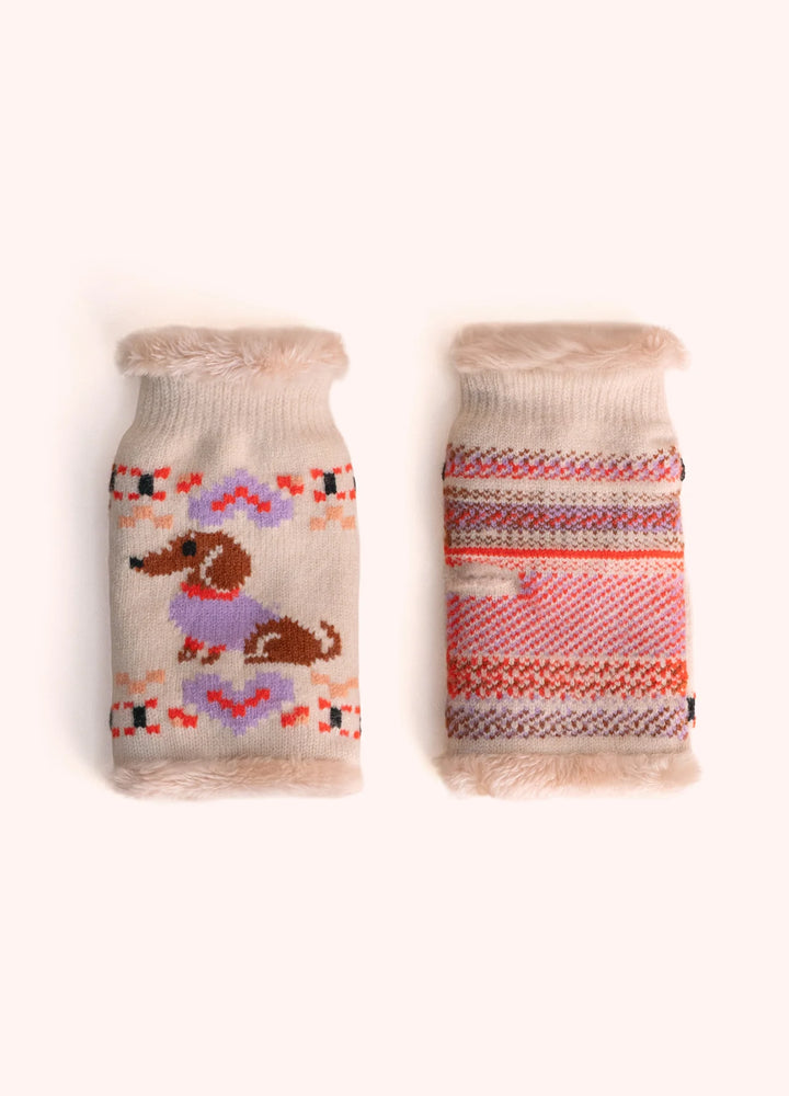 Powder ! Sausage Dog Wrist Warmers in Cream