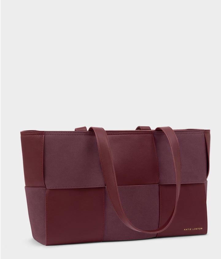 TAYA WOVEN SUEDETTE TOTE BAG | CHERRY