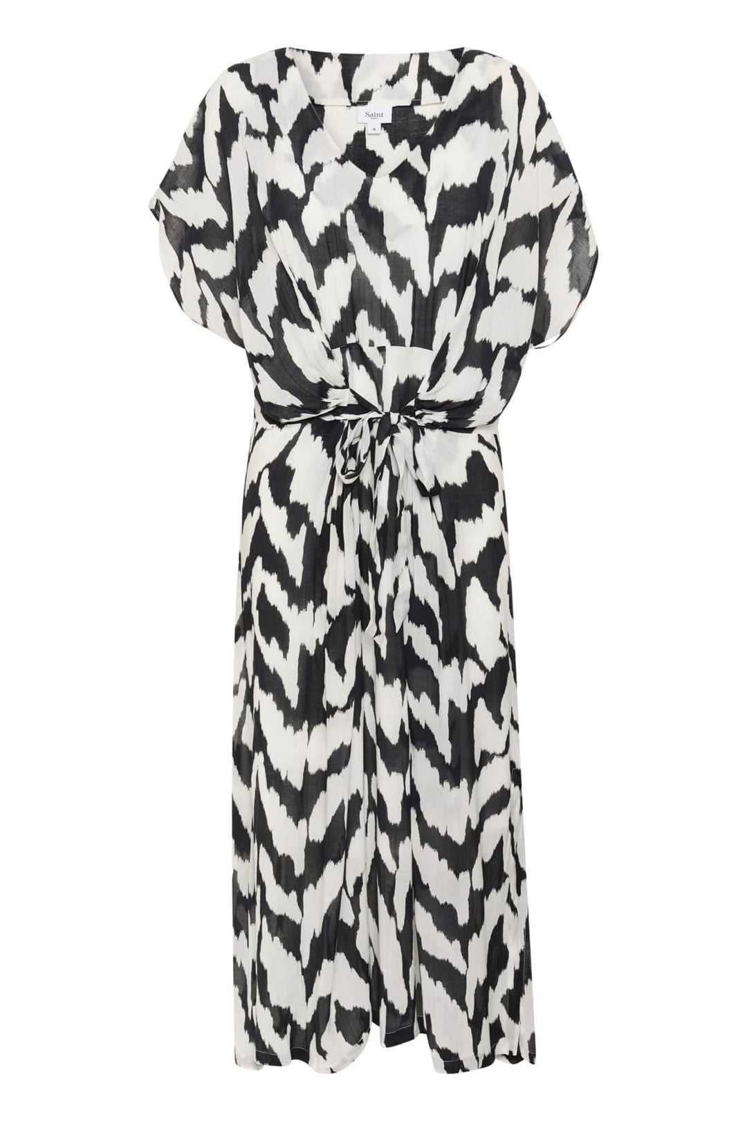 BLACK MONOCHROME STROKES EYAS DRESS