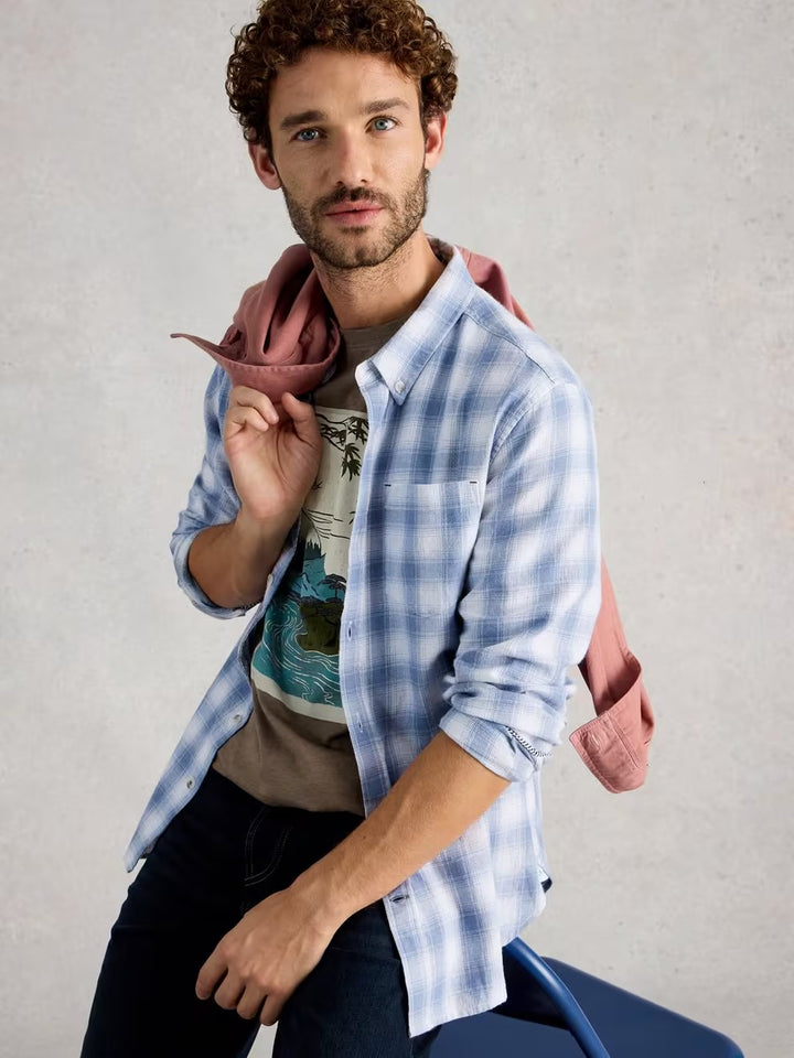 LUDLOW TWO TONE CHECK SHIRT BLUE MLT