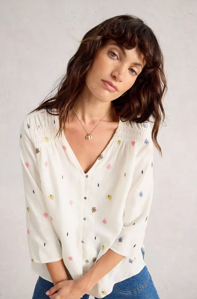 RAE ORGANIC COTTON TOP IVORY MLT