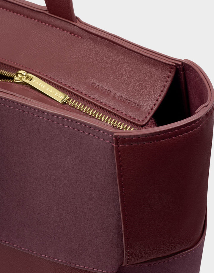 TAYA WOVEN SUEDETTE TOTE BAG | CHERRY