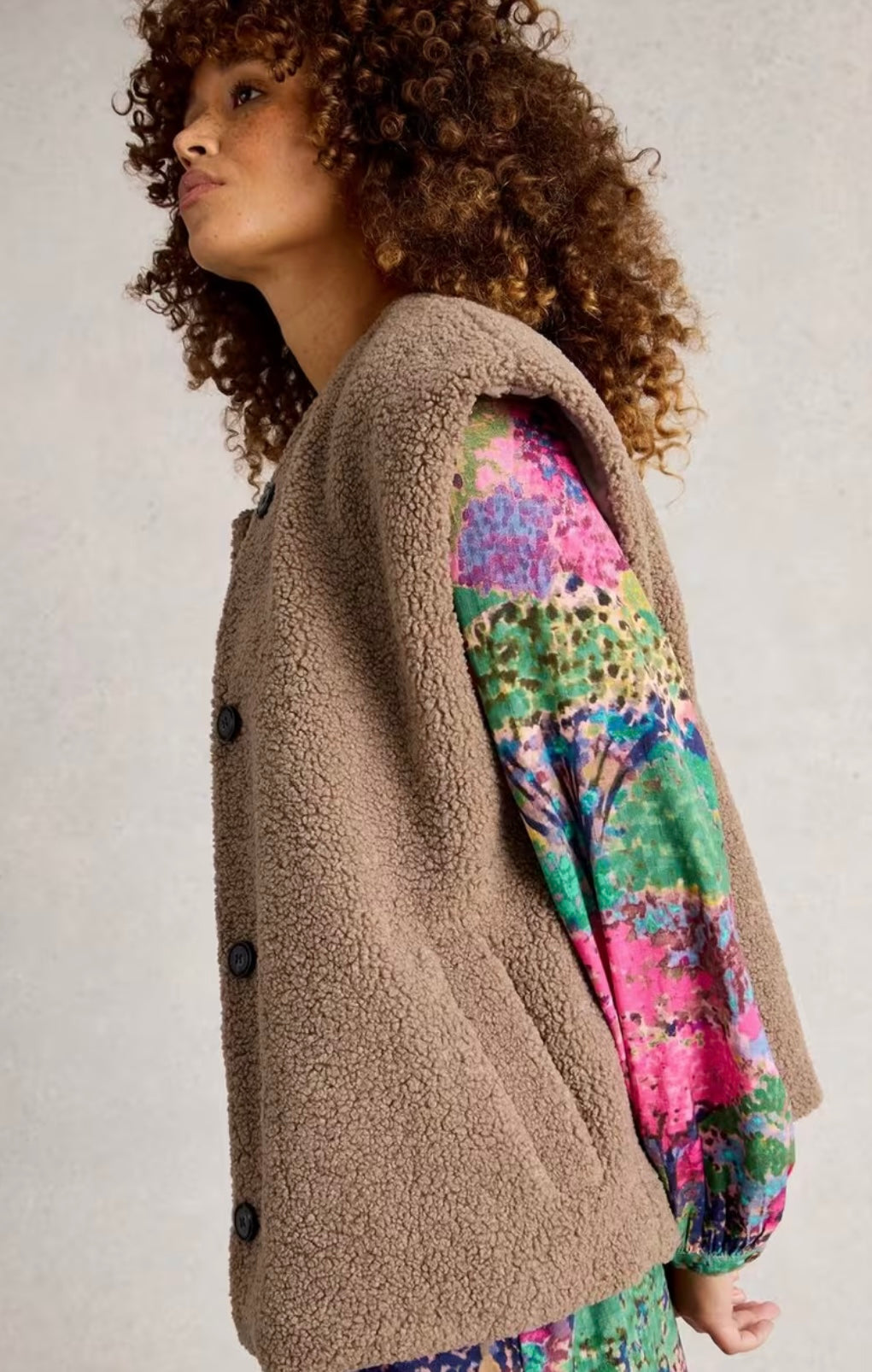 BORG GILET DARK NATURAL