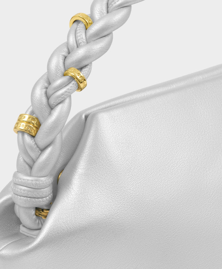 ARDEN BRAIDED TOP HANDLE BAG | SILVER
