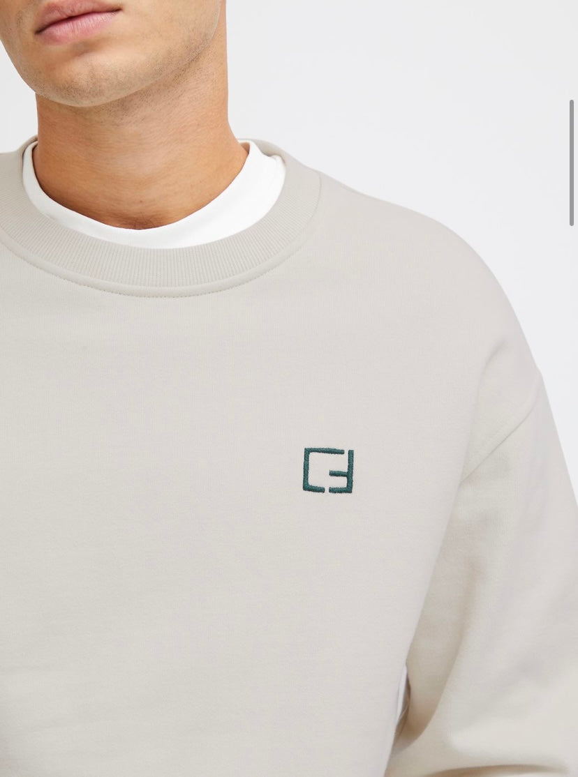 SAGE WITH BACK EMBROIDERY PUMICE STONE SWEATSHIRT