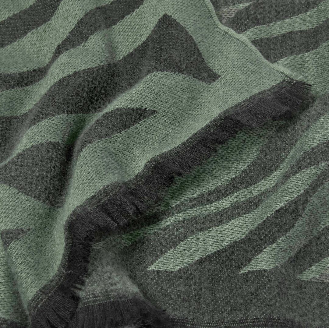 TIGER PRINTED BLANKET SCARF IN KHAKI AND BLACK