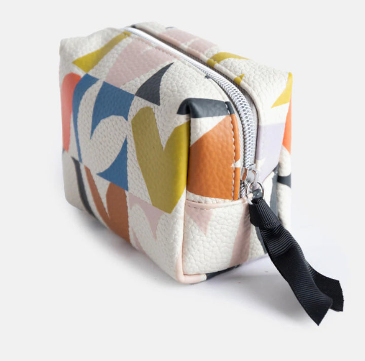 MULTI CHECKMATE HEART MINI CUBE COSMETICS BAG