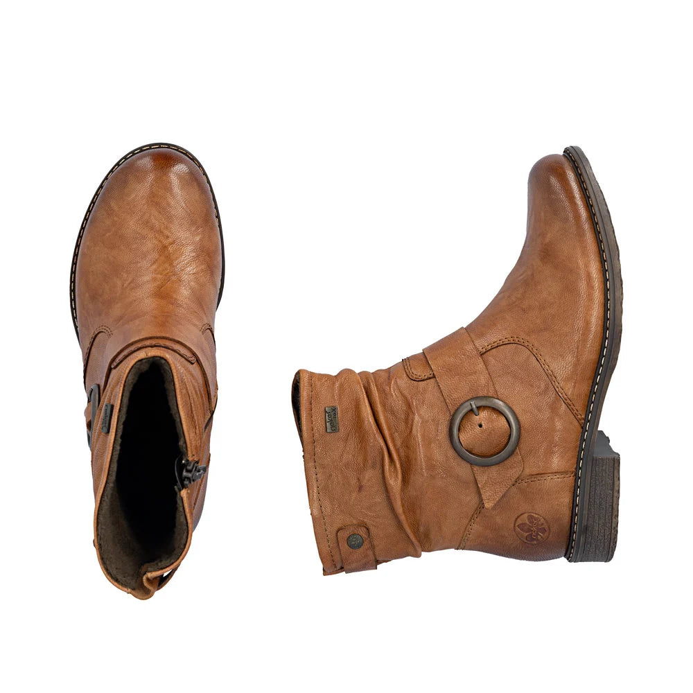 Rieker Women's Brown Leather Ankle Boots 74857-22
