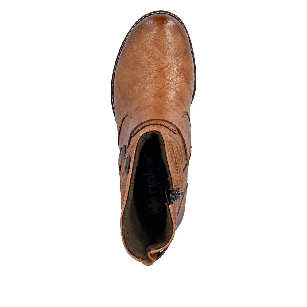 Rieker Women's Brown Leather Ankle Boots 74857-22