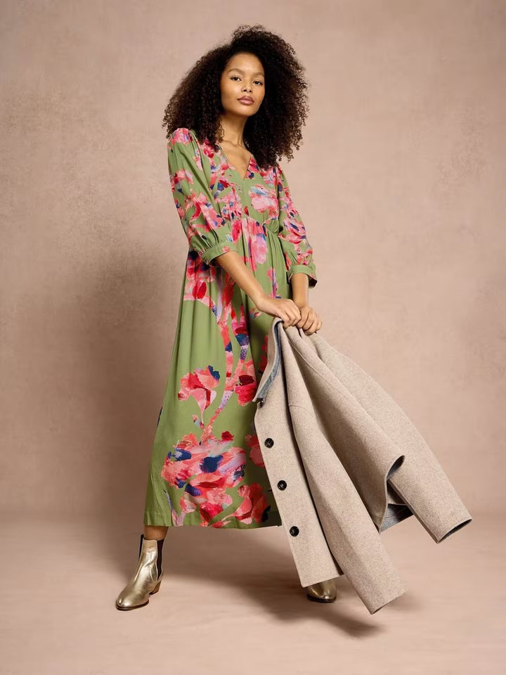 LUCY MIDI DRESS GREEN MLT