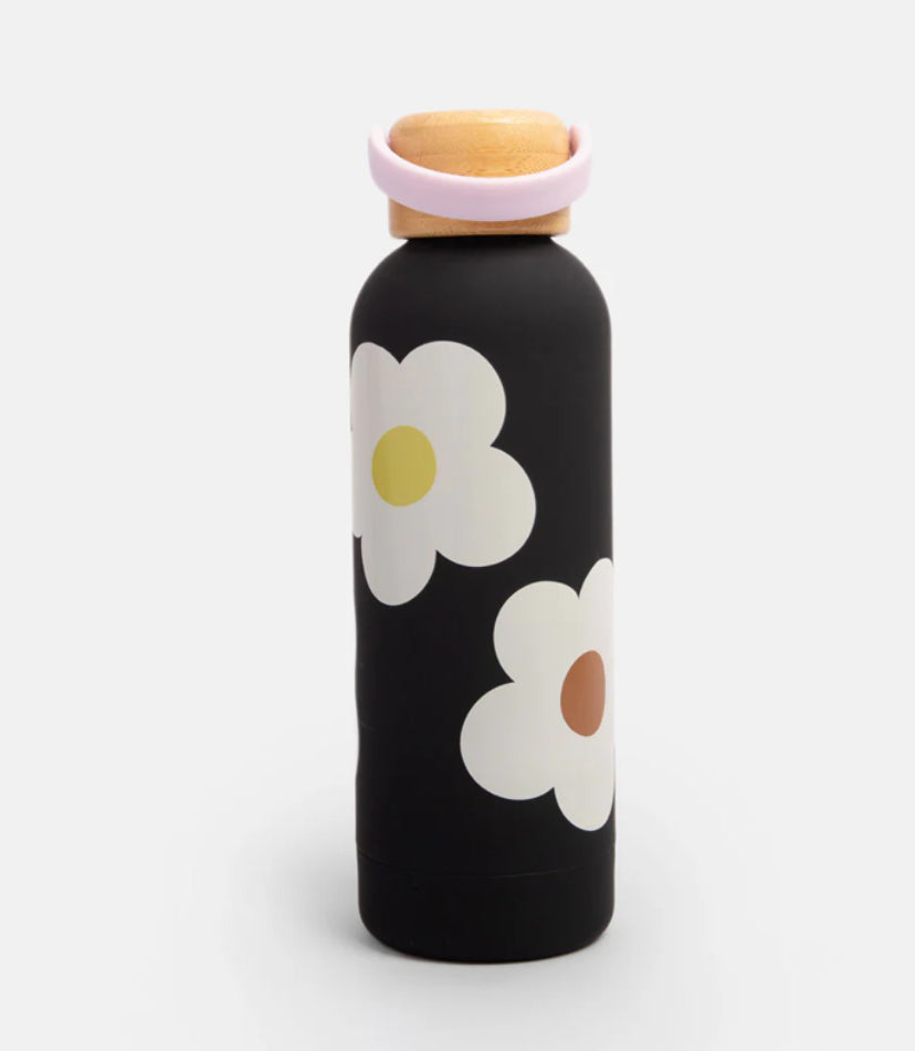 MULTI FLOWER CHARCOAL METAL WATER BOTTLE