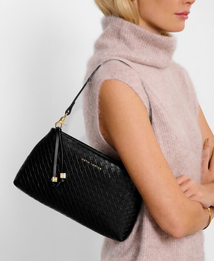 NOVA WOVEN TEXTURE CLUTCH | BLACK