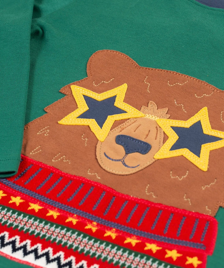 TERRIFIC APPLIQUÉ TOP  TEAL/FAIRISLE BEAR