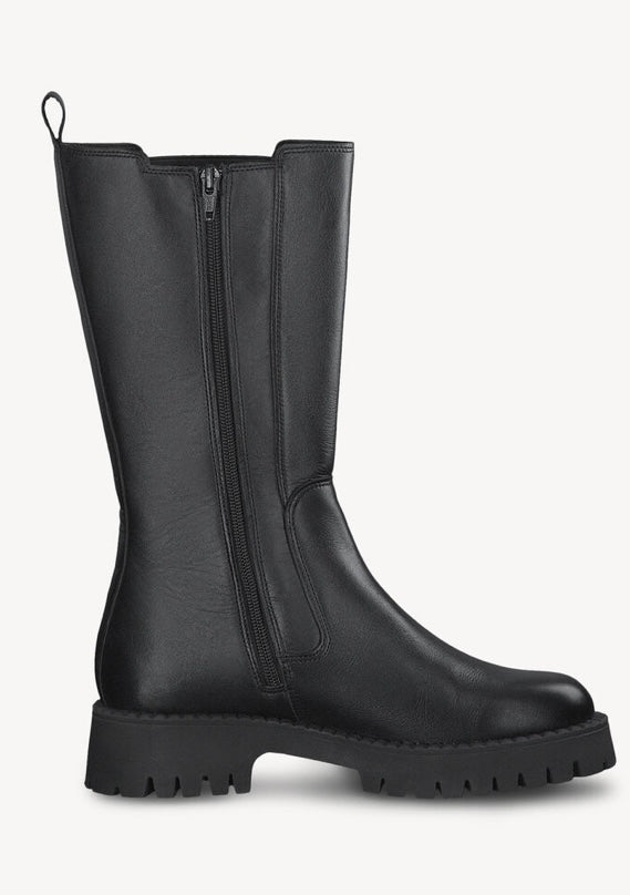 BLACK LONG LEATHER CHELSEA BOOT