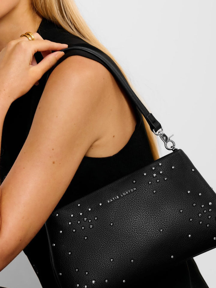 NOVA STUDDED WRISTLET CLUTCH |BLACK