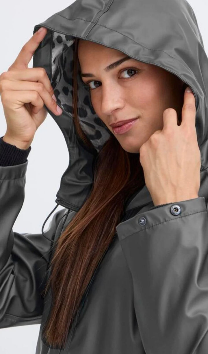 AVAN COAT BLACK LEOPARD