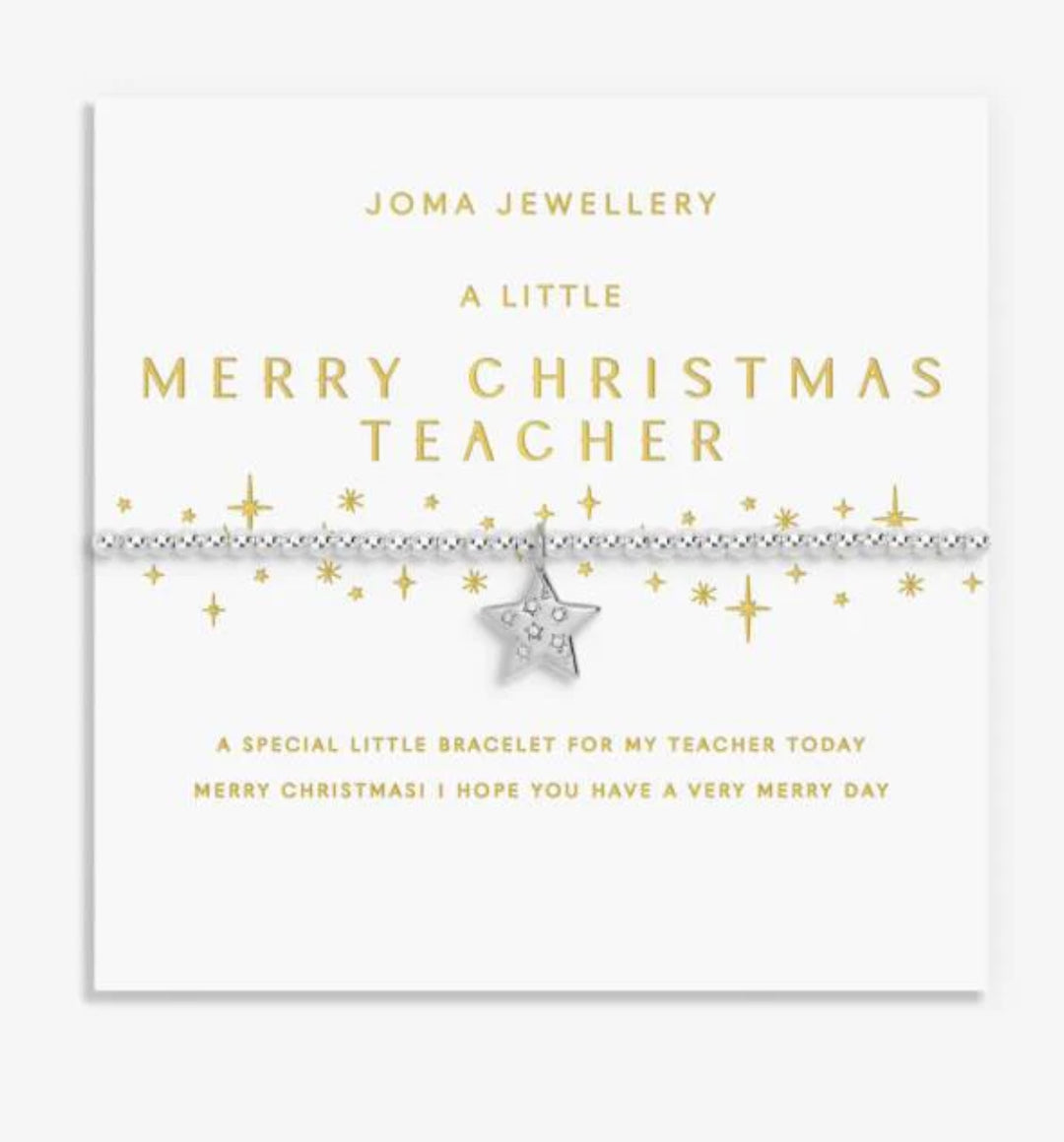 CHRISTMAS A LITTLE MERRY CHRISTMAS TEACHER SILVER PLATED BRACELET