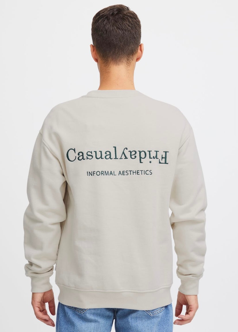 SAGE WITH BACK EMBROIDERY PUMICE STONE SWEATSHIRT