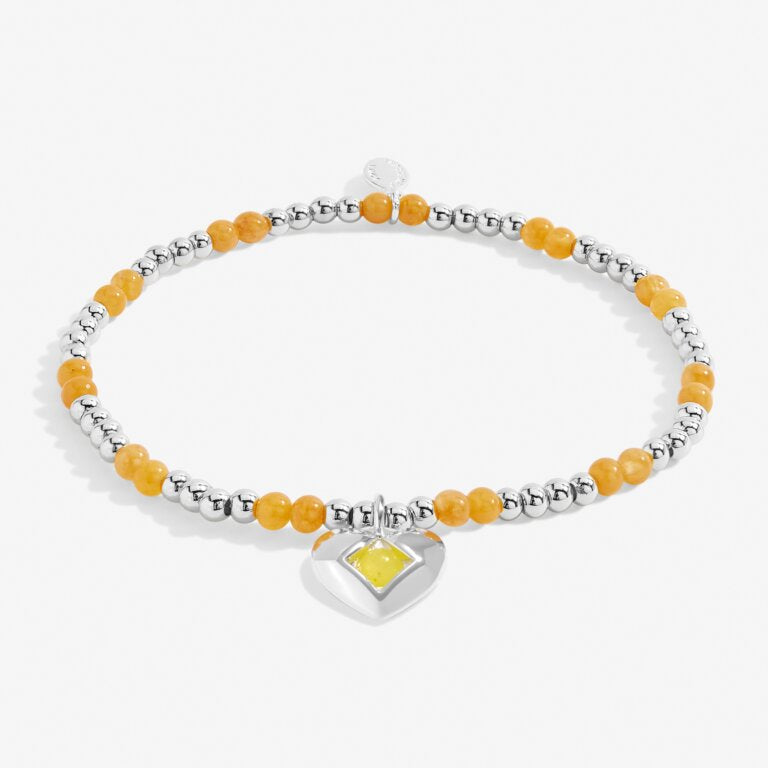 A LITTLE NOVEMBER YELLOW QUARTZ BIRTHSTONE SILVER PLATED  BRACELET