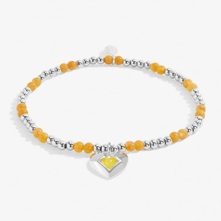 A LITTLE NOVEMBER YELLOW QUARTZ BIRTHSTONE SILVER PLATED  BRACELET