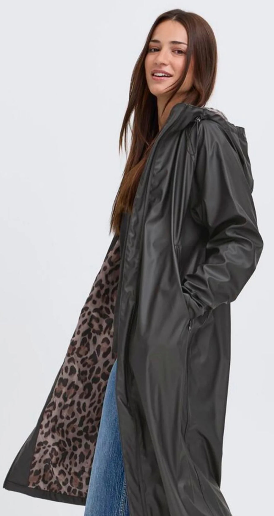AVAN COAT BLACK LEOPARD