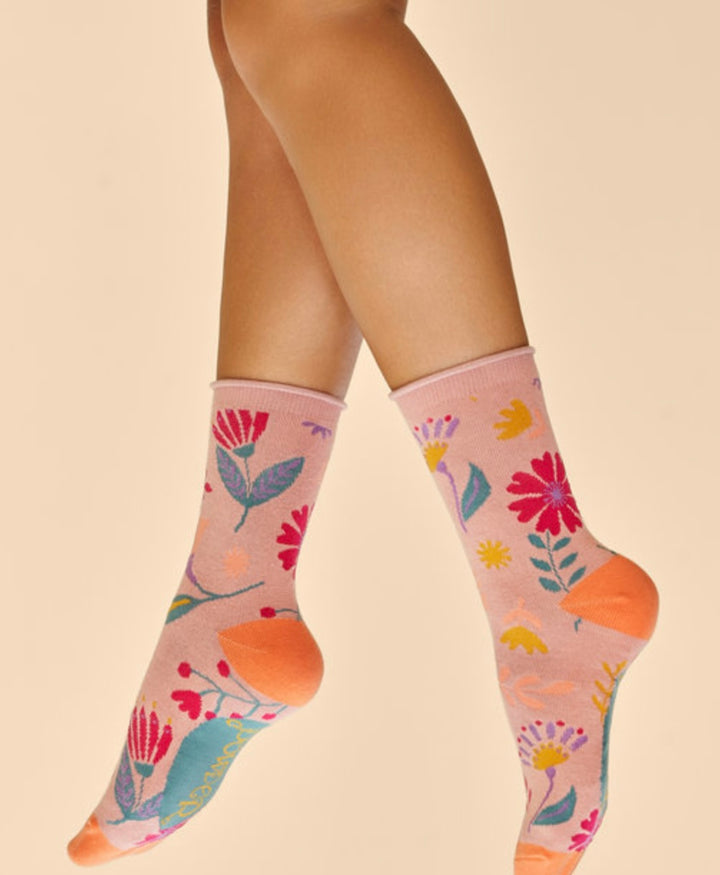 WATERCOLOUR FLOWERS ANKLE SOCKS PETAL