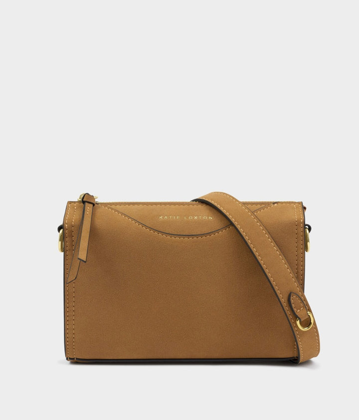 ALBA FAUX SUEDETTE CROSSBODY BAG | CARAMEL SUEDETTE
