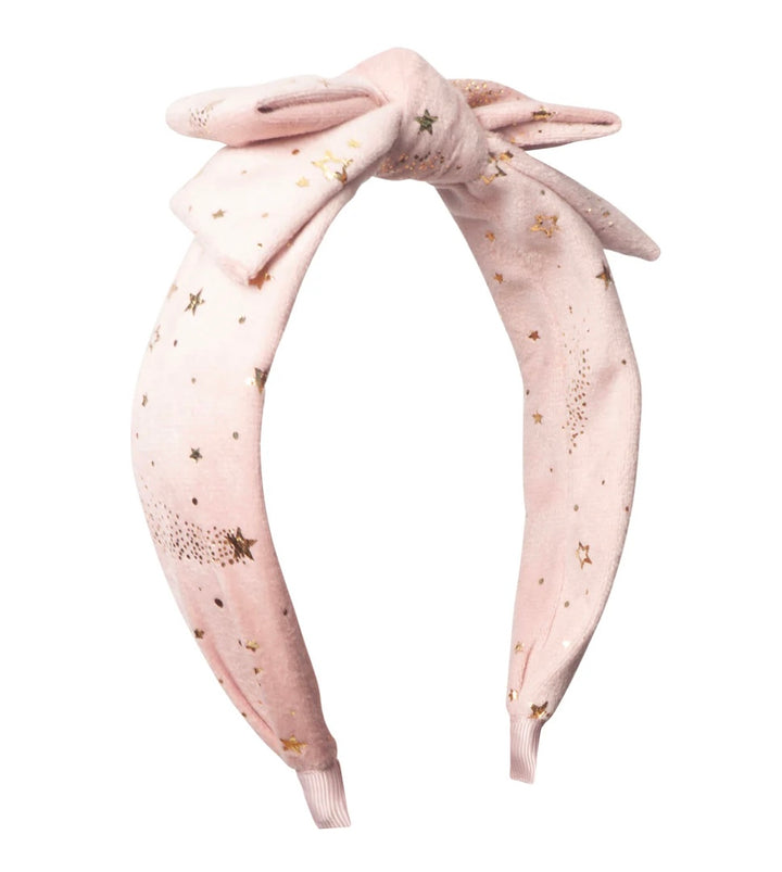 PINK STARRY VELVET ALICE BAND