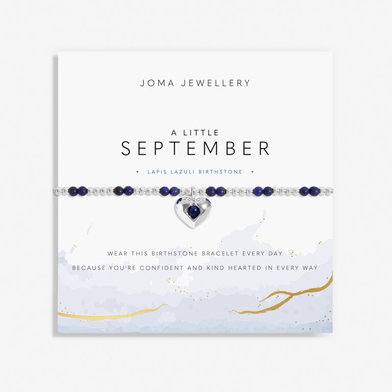 A LITTLE SEPTEMBER LAPIS LAZULI BIRTHSTONE SILVER PLATED BRACELET