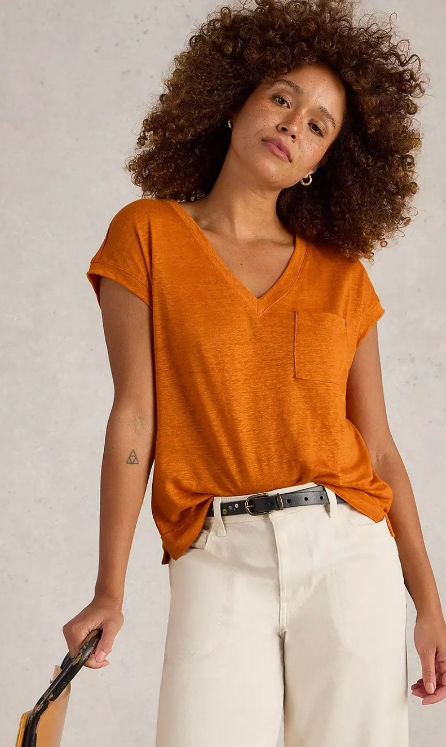 BRIGHT ORANGE IRIS LINEN TEE