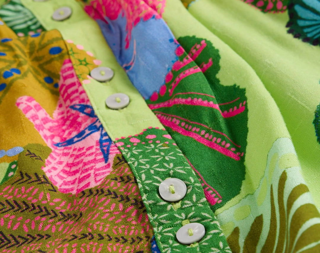 GREEN MULTI PHOEBE MIDI DRESS