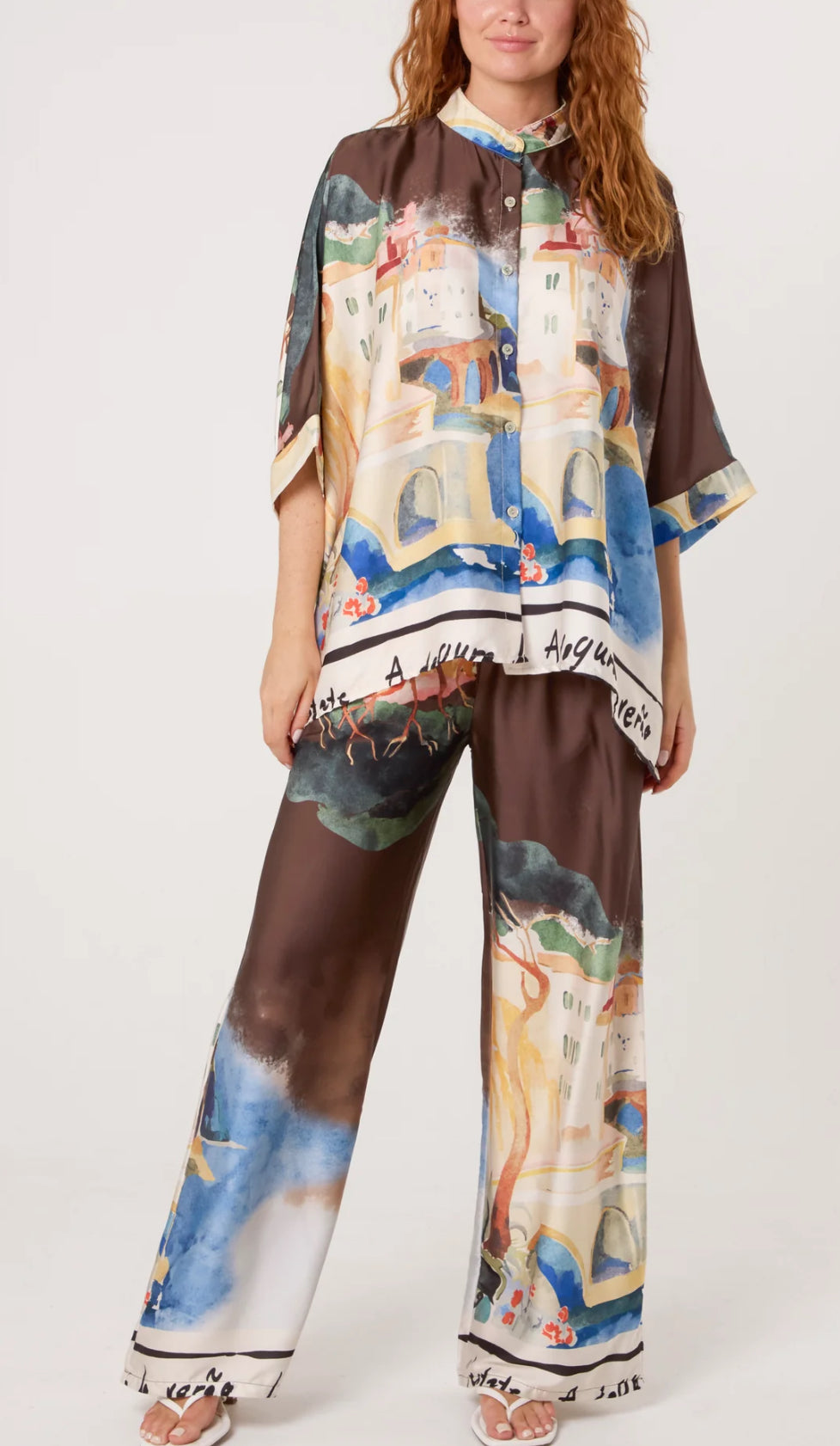 LANDSCAPE TWO PIECE SATIN SET SIZE UK8-16