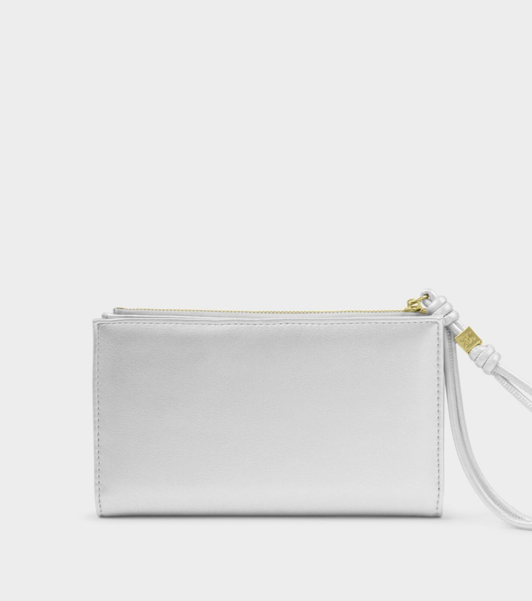 ARDEN LARGE BRAIDED WRISTLET PURSE | SILVER