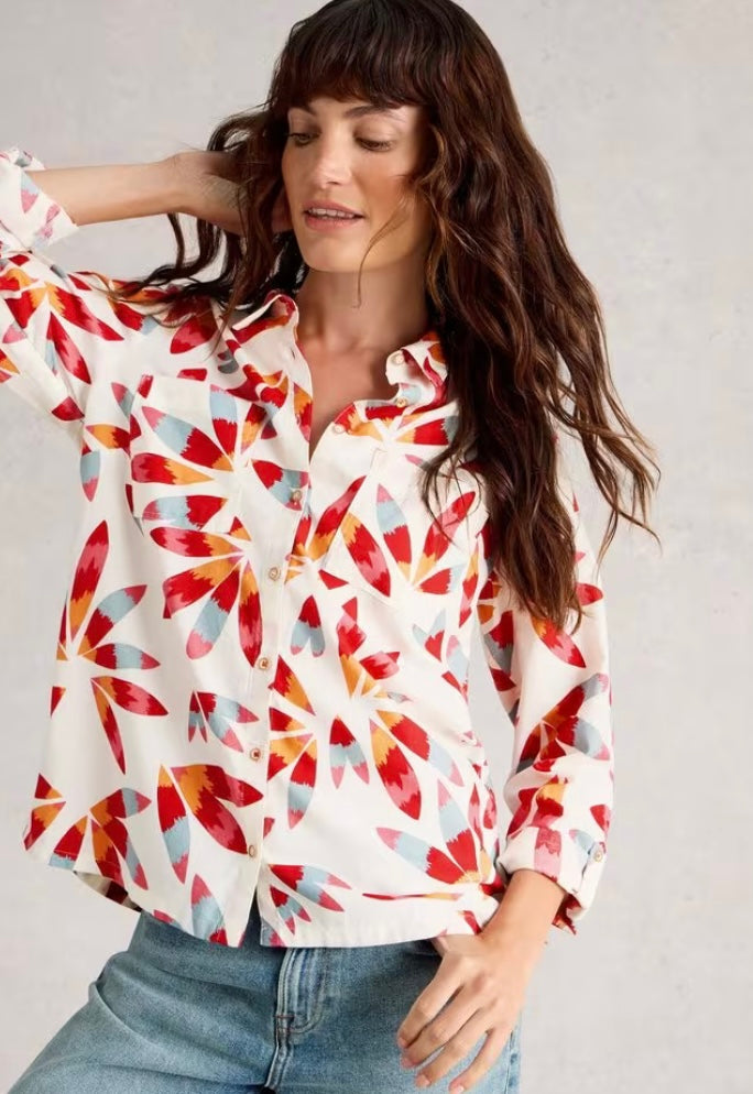 SOPHIE ORGANIC COTTON SHIRT IVORY PRINT