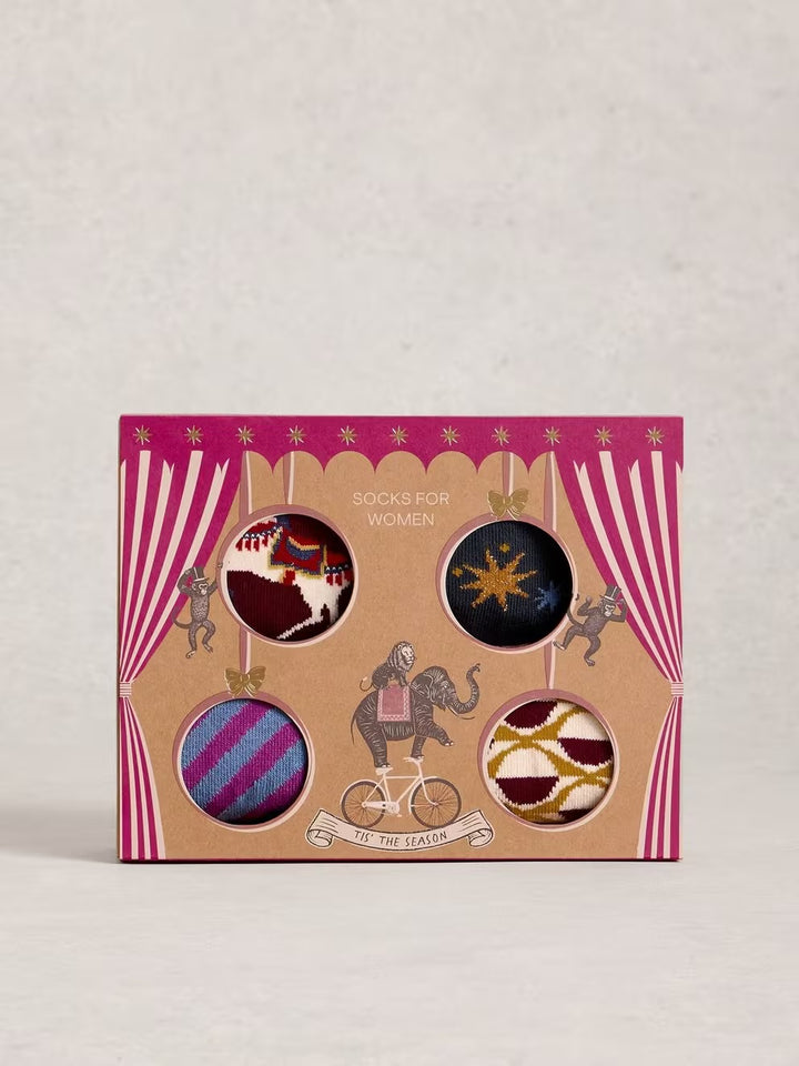 4 PACK CIRCUS ANKLE SOCKS PLUM MLT